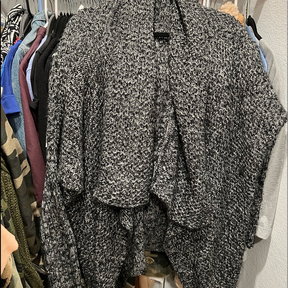 Oversized front drape knit cardigan